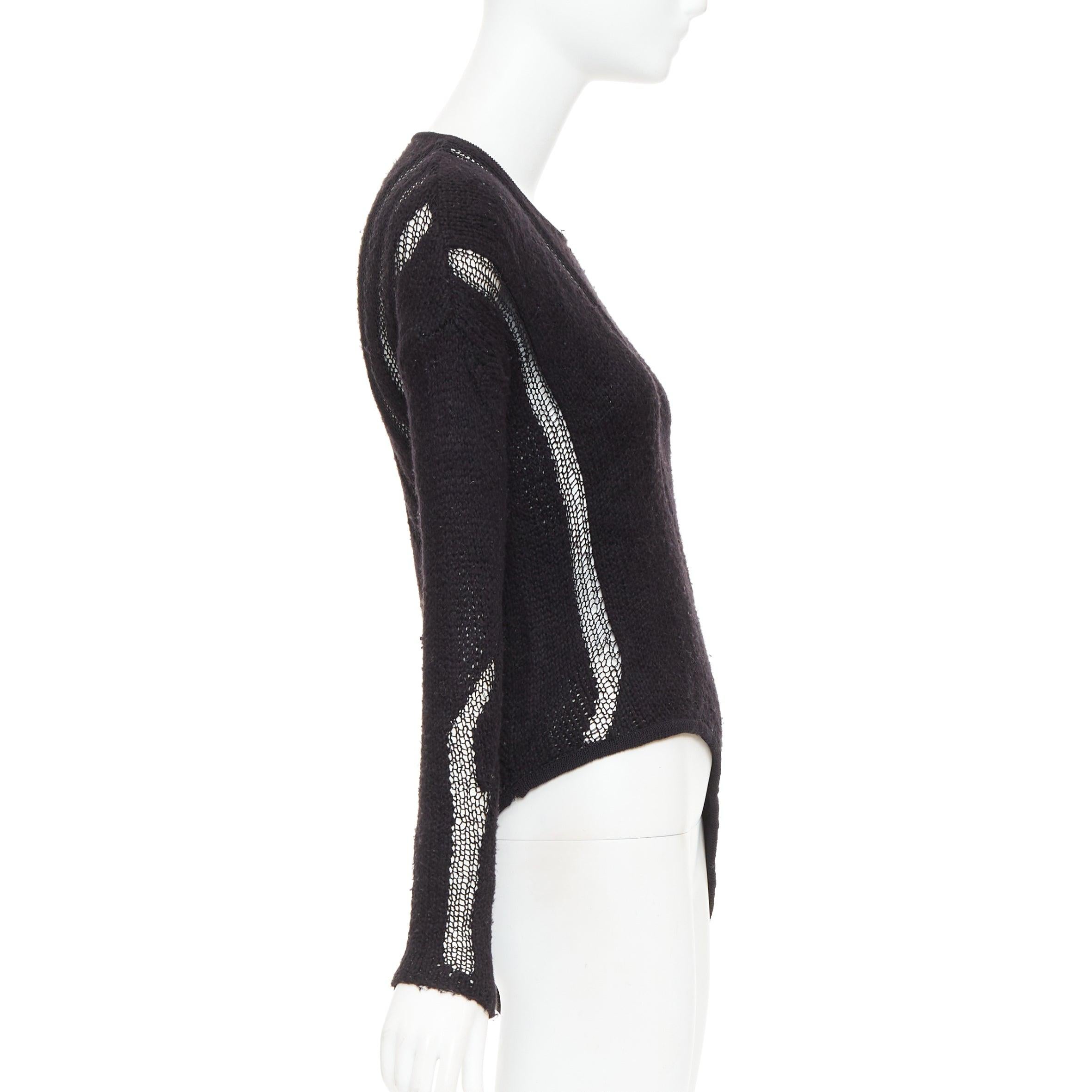 HELMUT LANG suéter de punto negro de rejilla con gráfico y dobladillo asimétrico P XS en Bueno estado para la venta en Hong Kong, NT