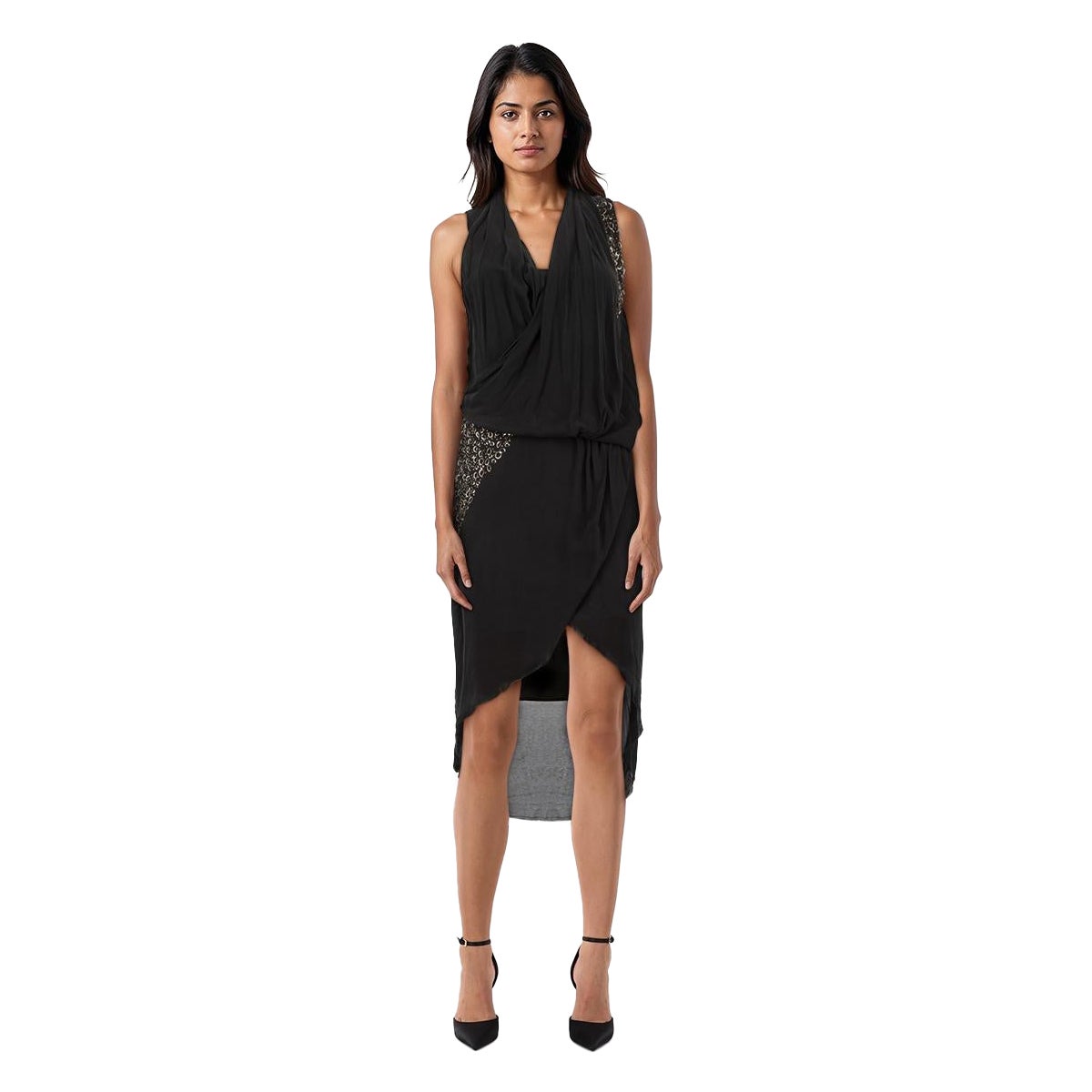 Helmut Lang - Vestito midi impreziosito da hardware nero - taglia XXS