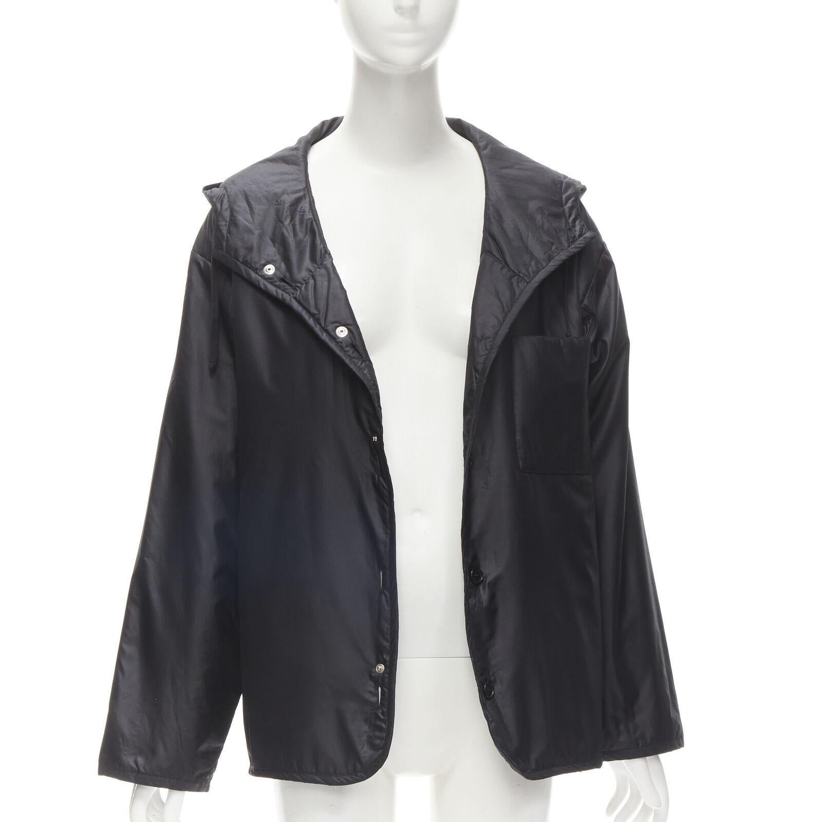 HELMUT LANG black hooded pocketed cutout armhole jacket IT40 S In Good Condition For Sale In Hong Kong, NT