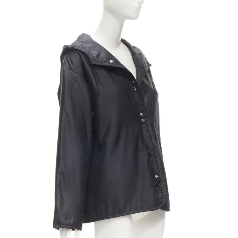 HELMUT LANG black hooded pocketed cutout armhole jacket IT40 S In Good Condition For Sale In Hong Kong, NT
