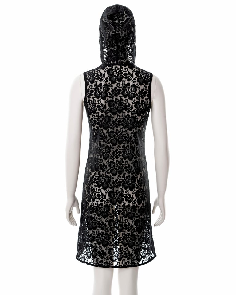 Helmut Lang black lace hooded shift dress, ss 1996