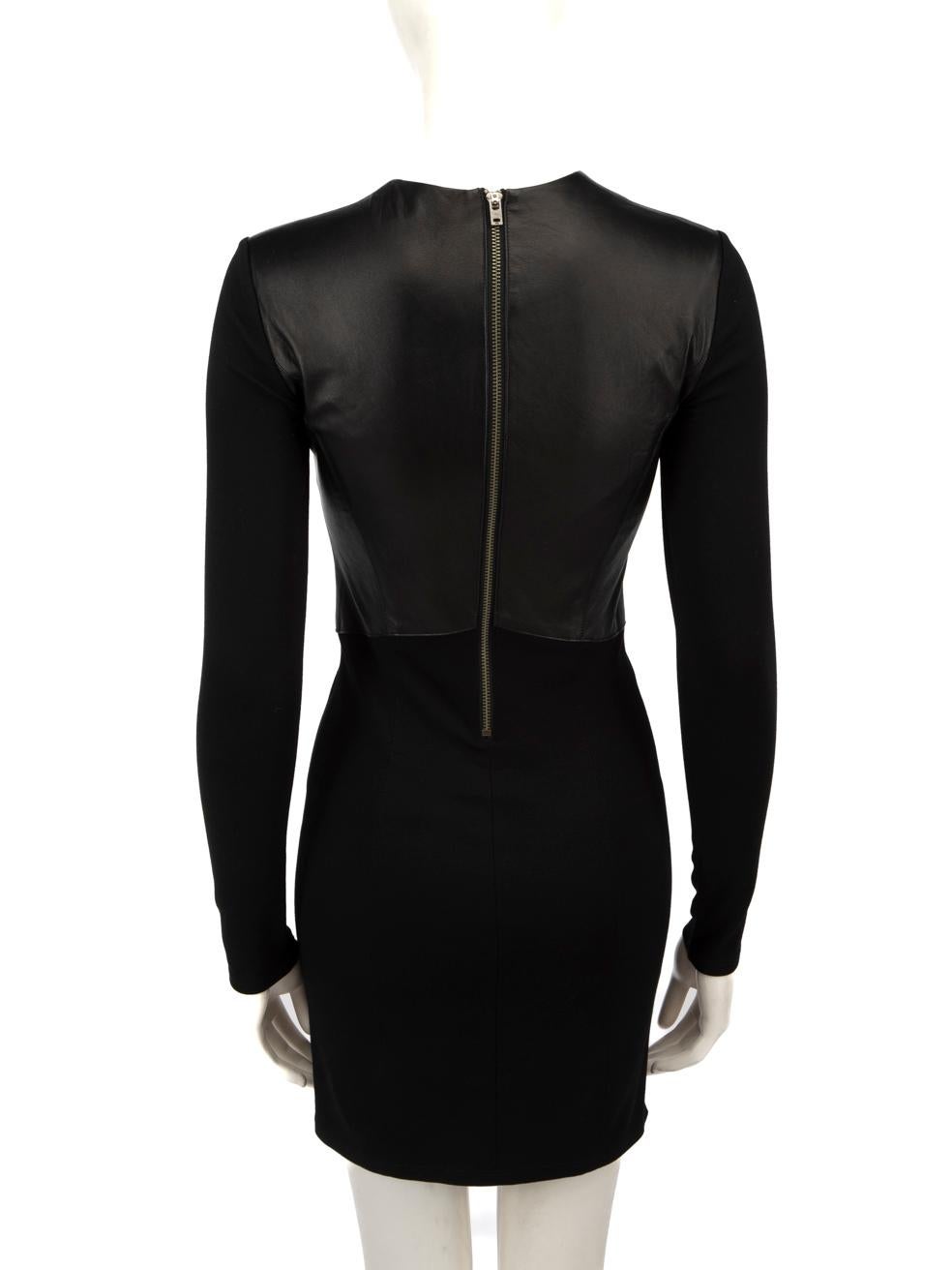 Helmut Lang Black Leather Panel Mini Length Dress Size S In Excellent Condition For Sale In London, GB