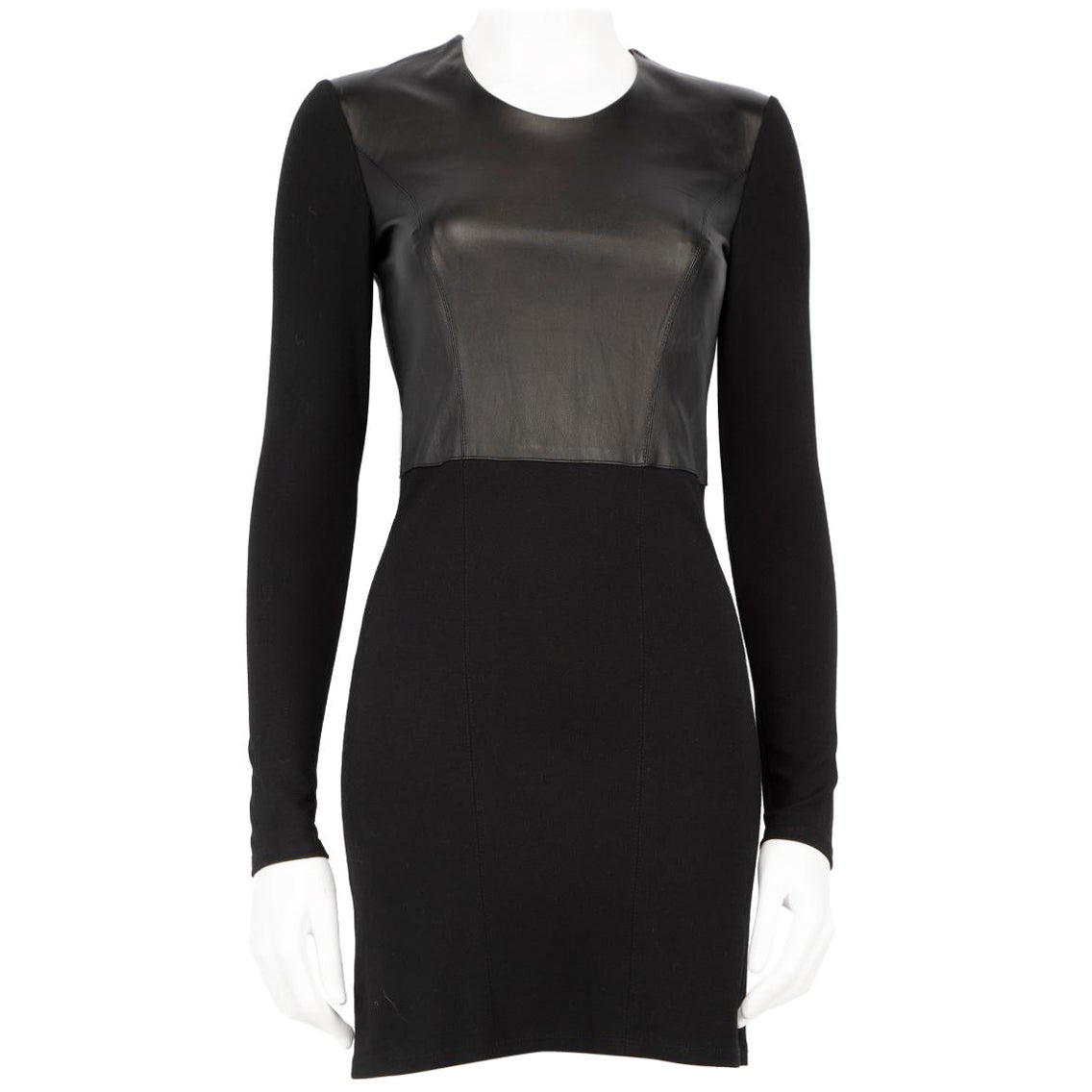 Helmut Lang Black Leather Panel Mini Length Dress Size S