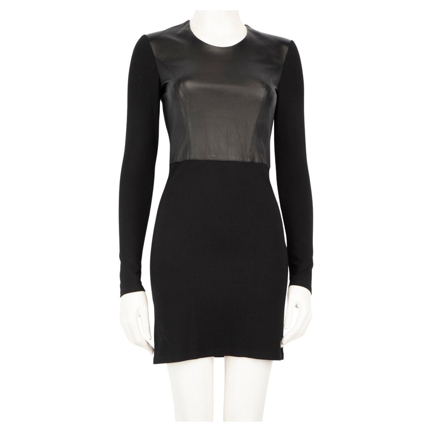 Helmut Lang Schwarzes Mini-Kleid in Panel-Minilänge aus Leder Größe S