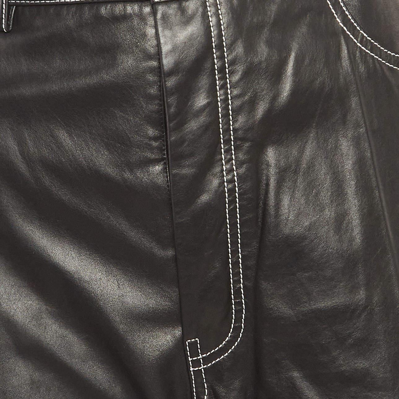 Helmut Lang Black Leather Straight Leg Pants M In New Condition For Sale In Dubai, Al Qouz 2