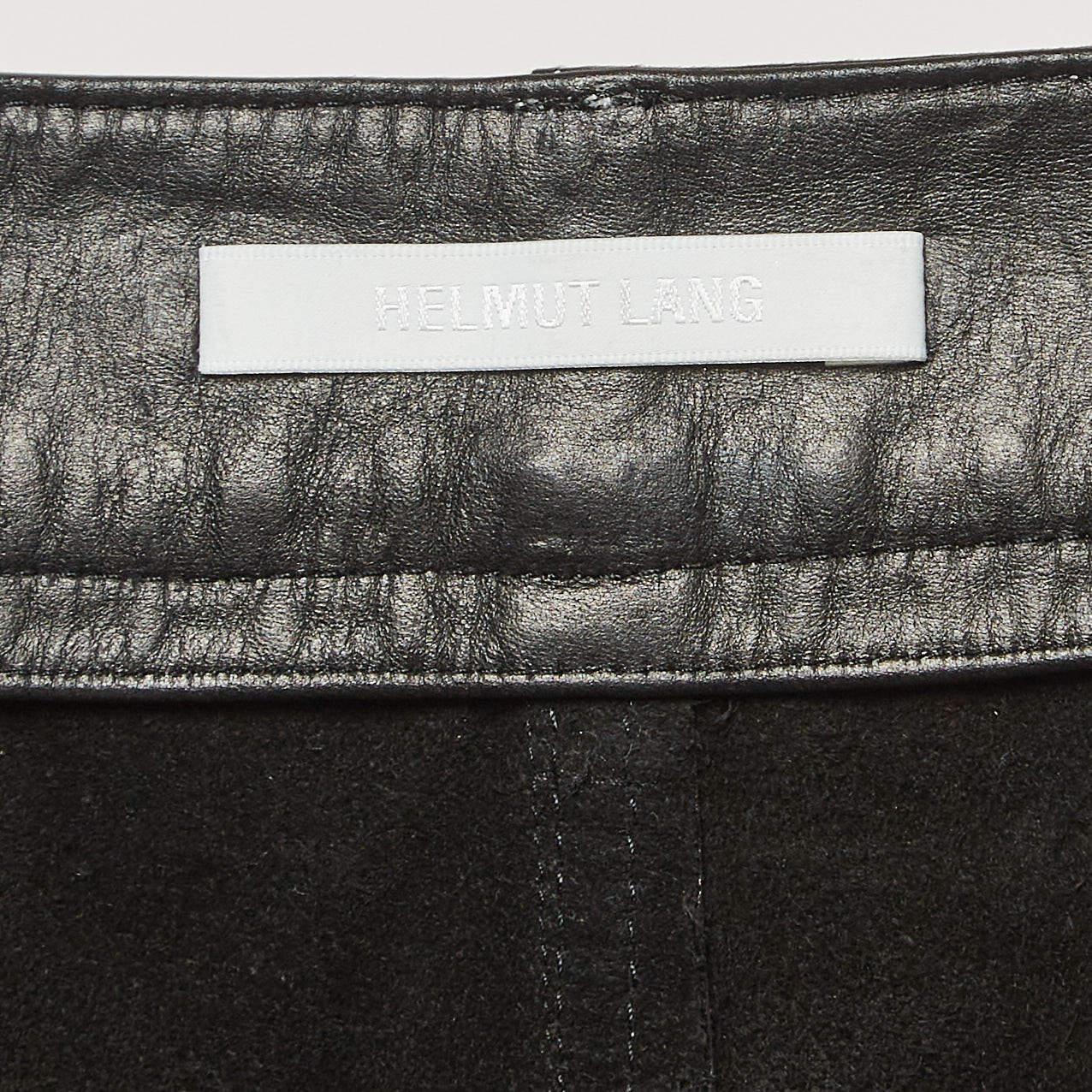 Women's Helmut Lang Black Leather Straight Leg Pants M For Sale