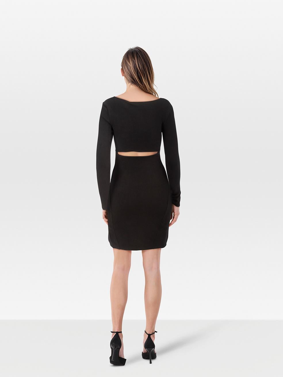 CONDITION is Never worn, with tags. No visible wear to dress is evident on this new Helmut Lang designer resale item.
 
 
 
 Details
 
 
 Black
 
 Modal
 
 Dress
 
 Long sleeves
 
 Bodycon
 
 Mini
 
 Square neck
 
 Stretchy
 
 
 
 Made in Peru
 
