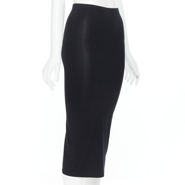 HELMUT LANG black micro modal casual knee length stretch skirt XS For Sale  at 1stDibs