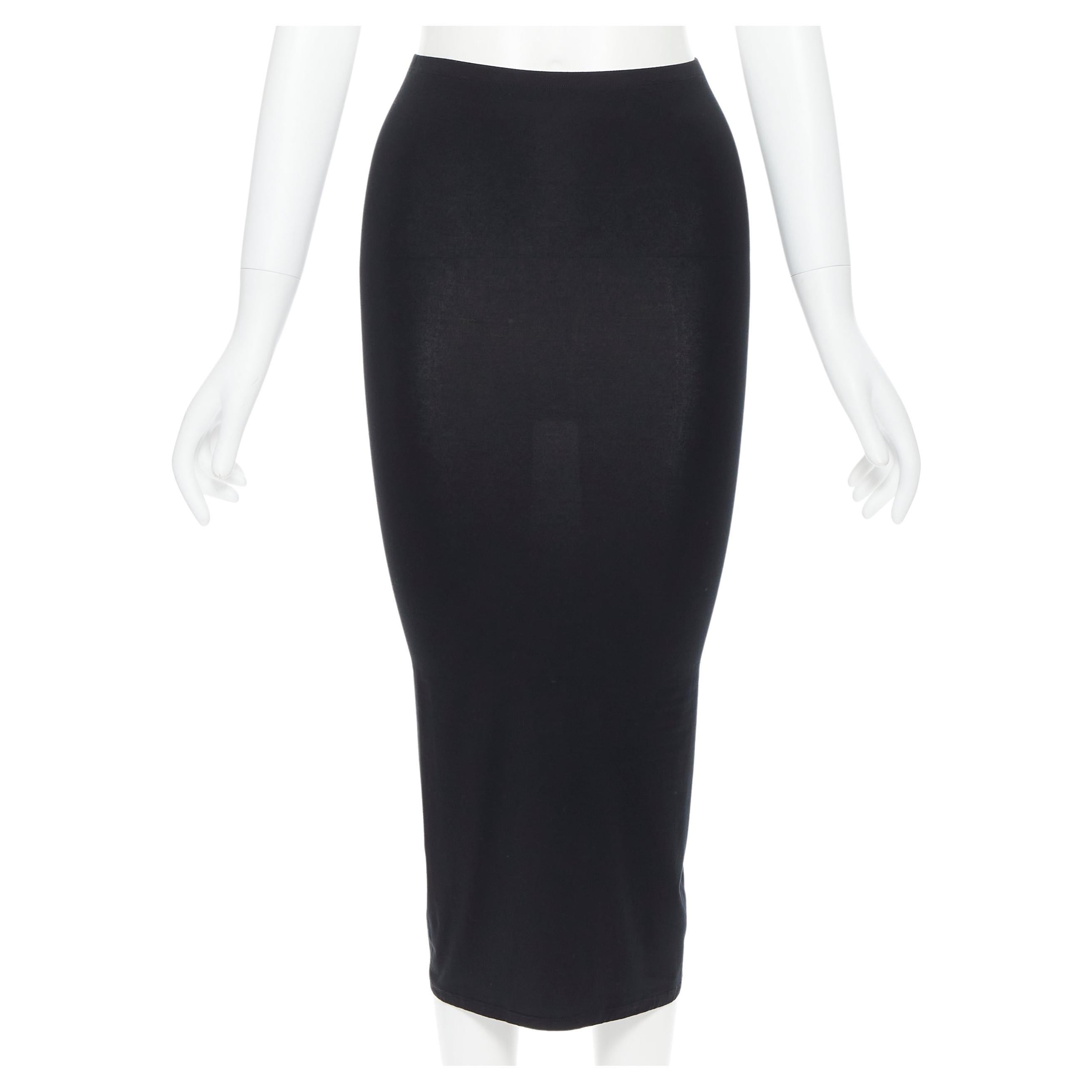 black stretchy skirt knee length