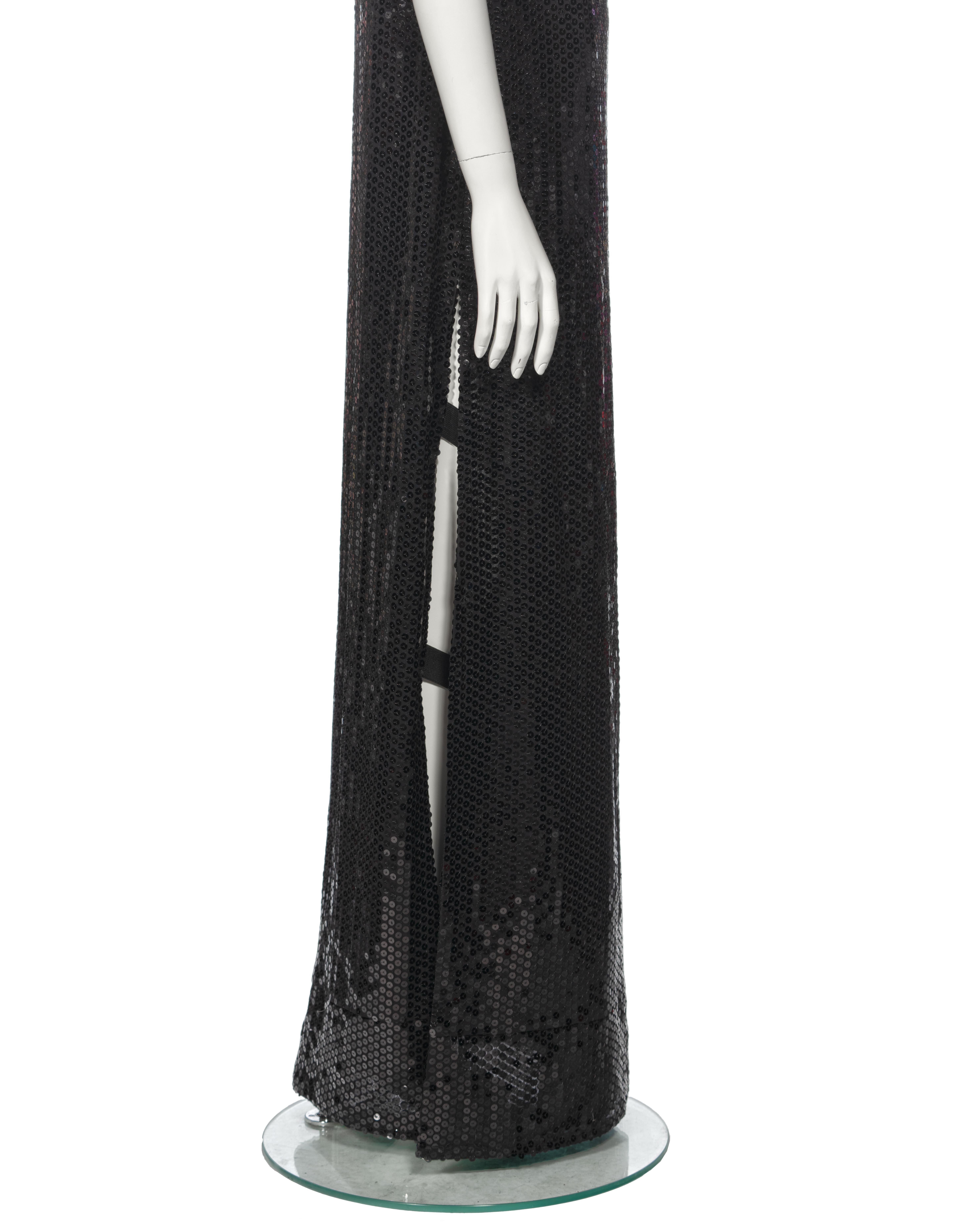 Helmut Lang Vestido de noche de lentejuelas negras con brazalete, fw 1999 en venta 6