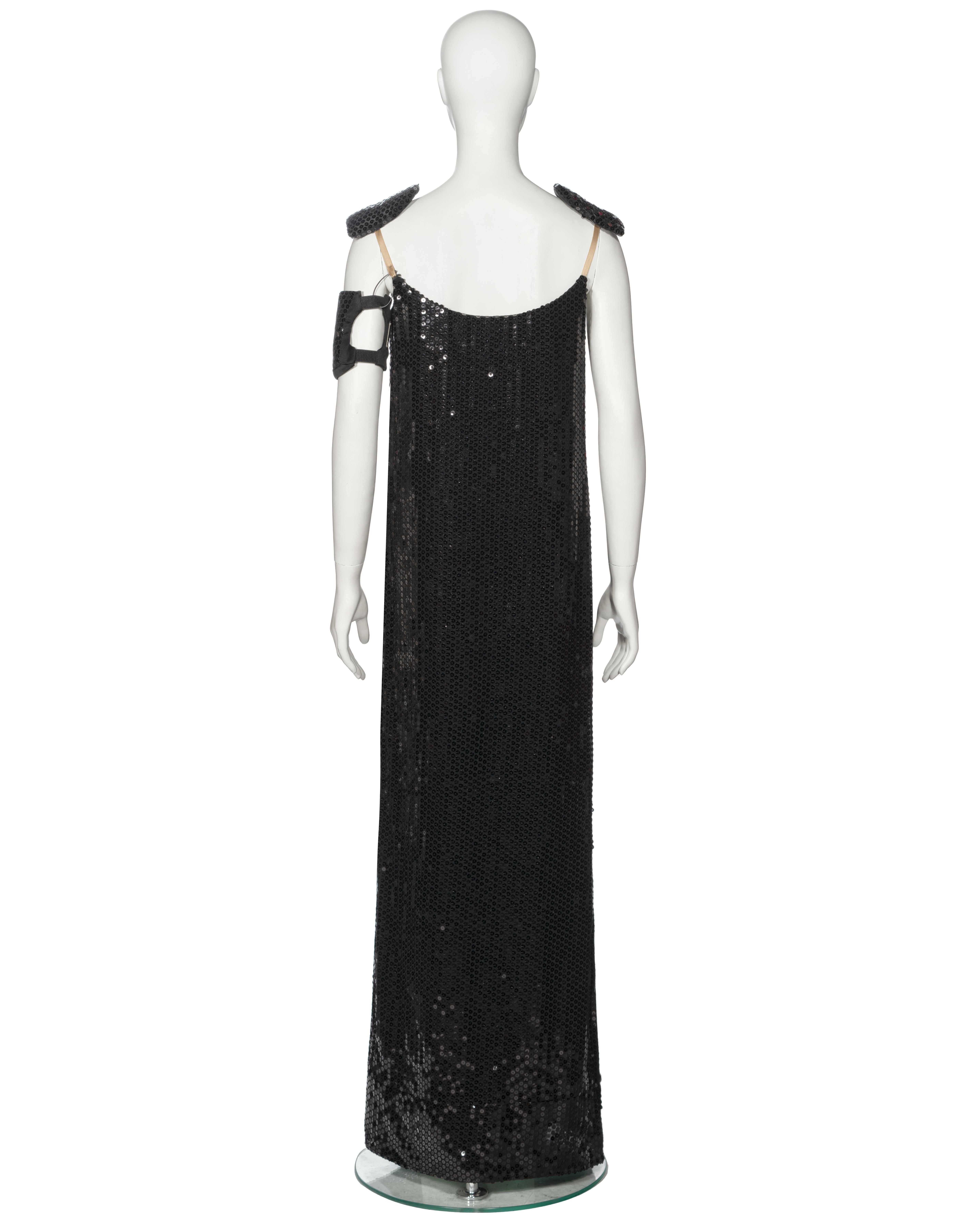 Helmut Lang Black Sequin Evening Dress With Armband, fw 1999 For Sale 11
