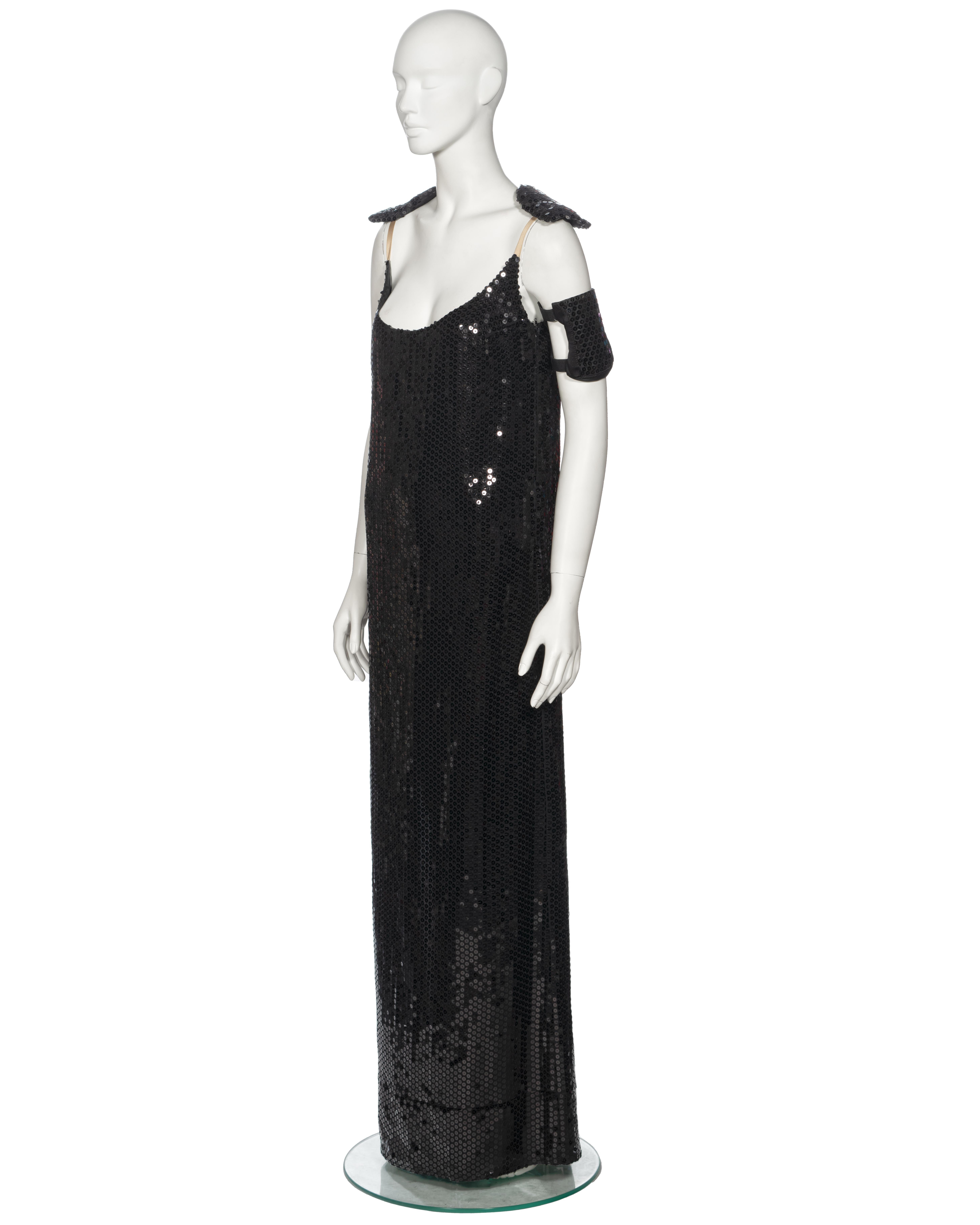 Helmut Lang Black Sequin Evening Dress With Armband, fw 1999 For Sale 13