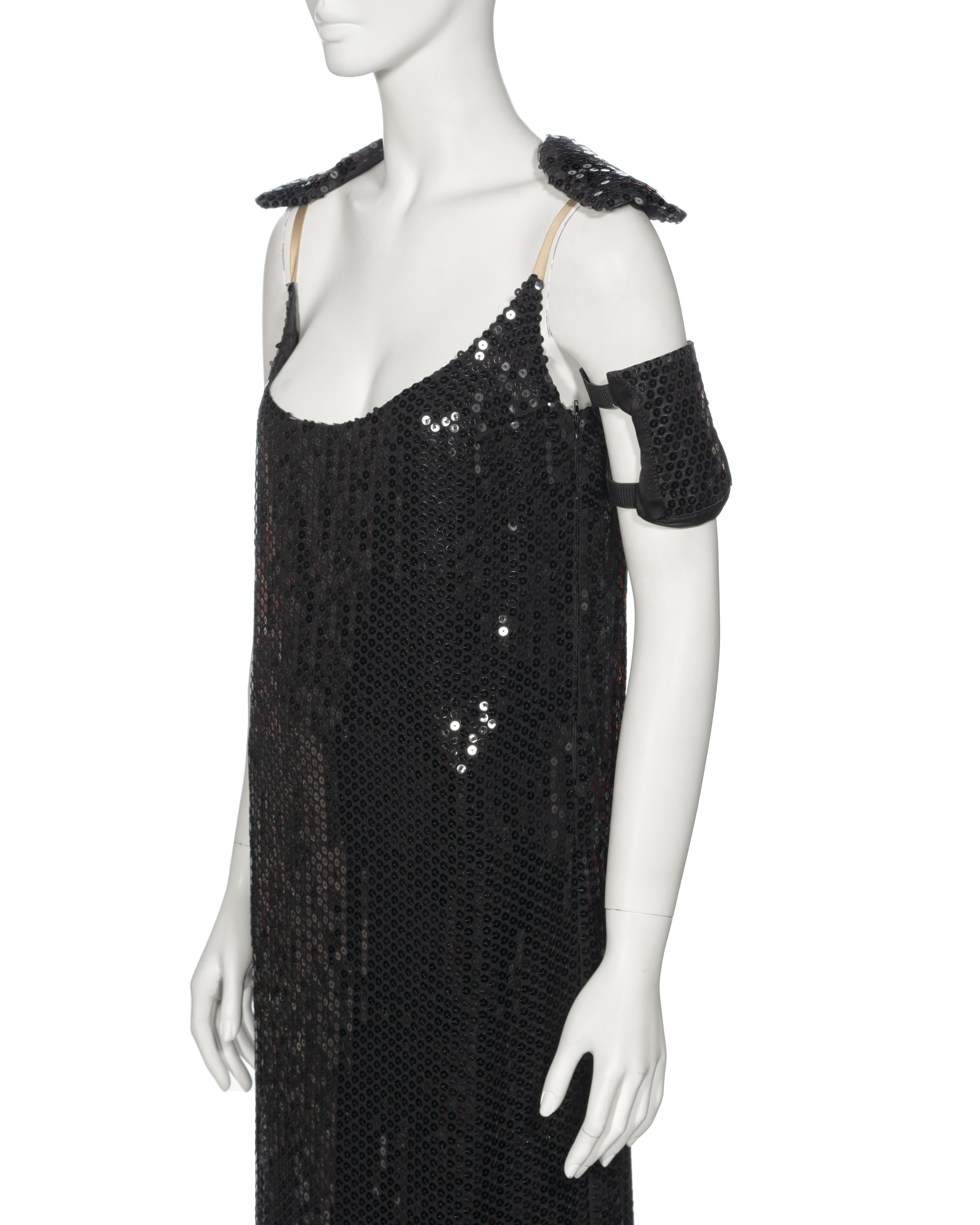 Helmut Lang Black Sequin Evening Dress With Armband, fw 1999 For Sale 14