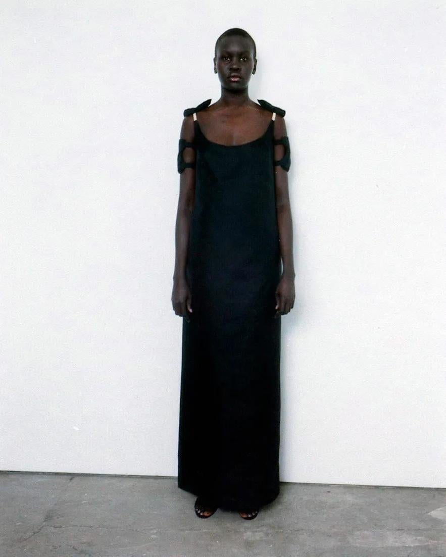 Helmut Lang - Robe de soirée noire à sequins avec bandeau, automne-hiver 1999 Pour femmes en vente