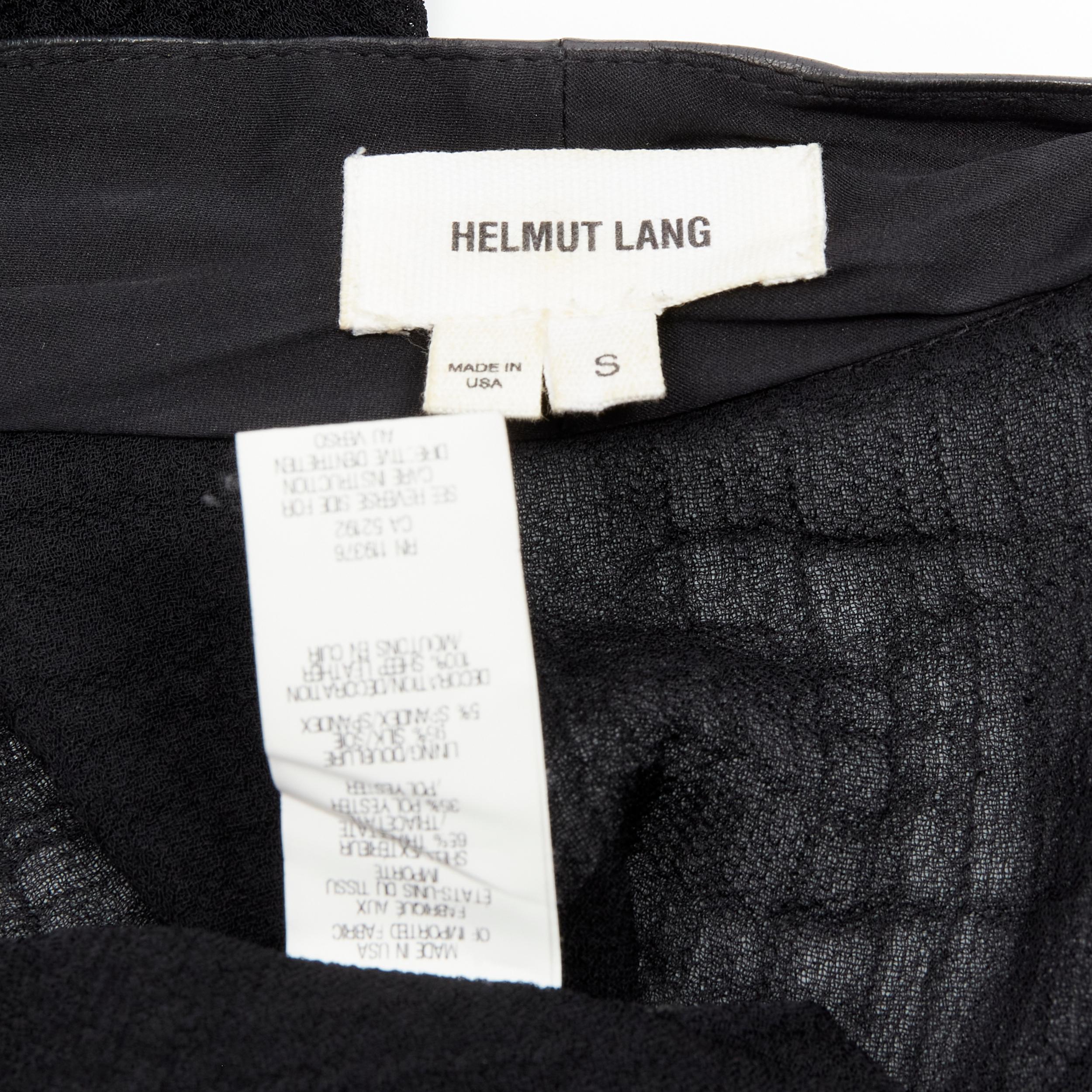 HELMUT LANG - Veste de motard en cuir de mouton noir avec détails en biais S en vente 5
