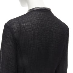 HELMUT LANG chaqueta biker drapeada al bies con detalle de piel de oveja negra S