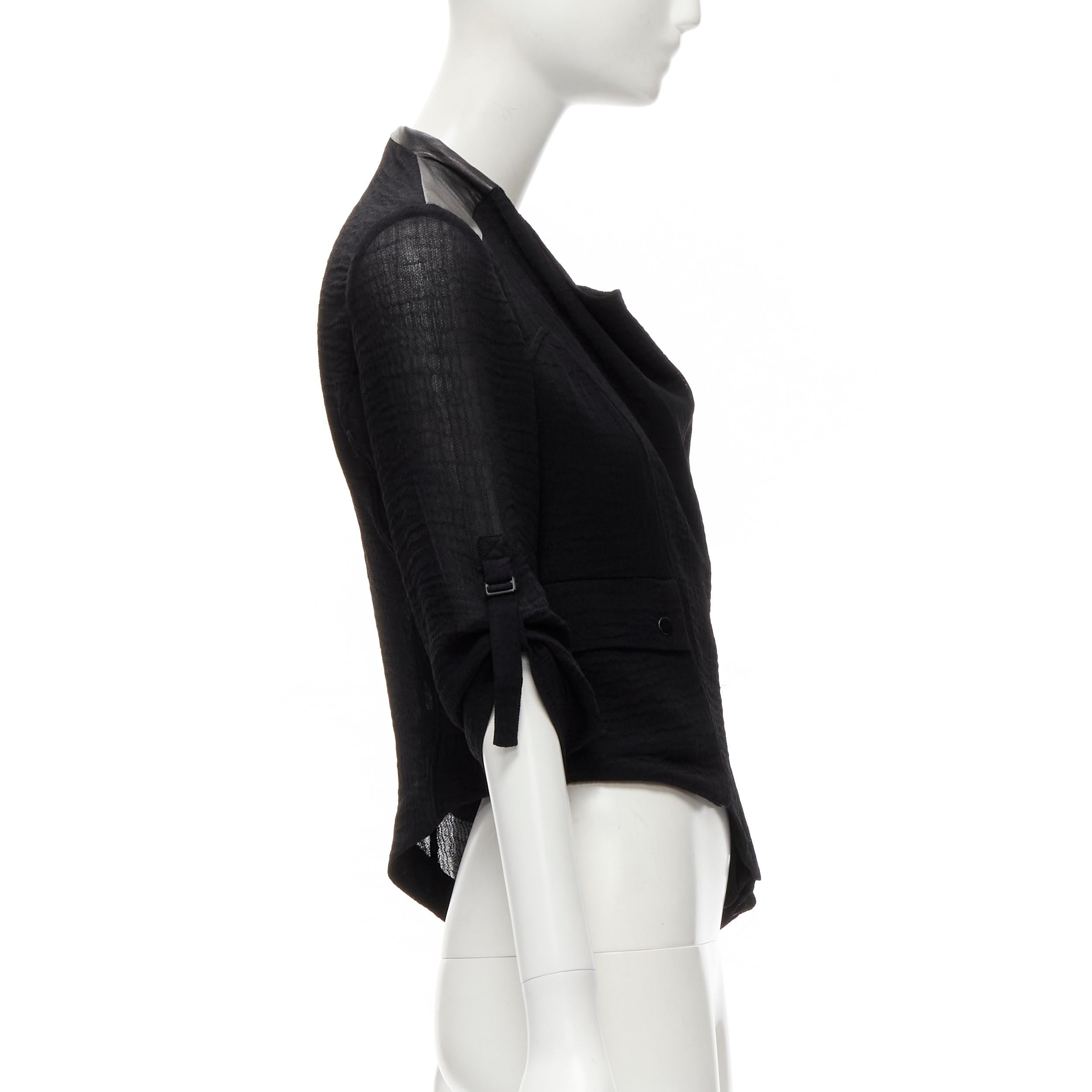 HELMUT LANG - Veste de motard en cuir de mouton noir avec détails en biais S Pour femmes en vente