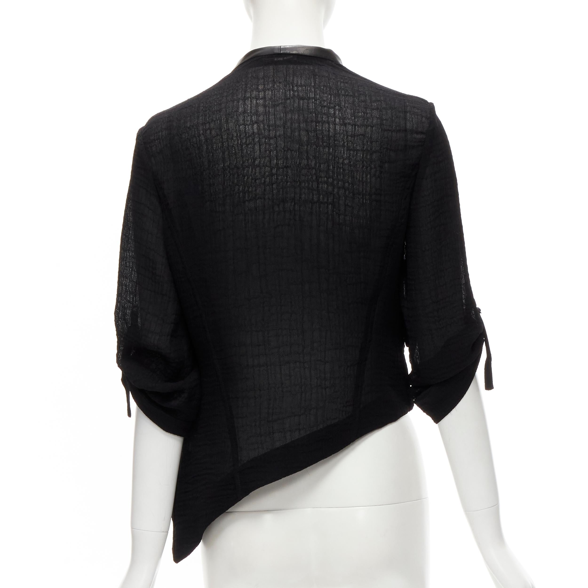 HELMUT LANG black sheep leather detail bias drape biker jacket S For Sale 2