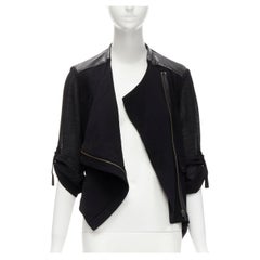 HELMUT LANG black sheep leather detail bias drape biker jacket S