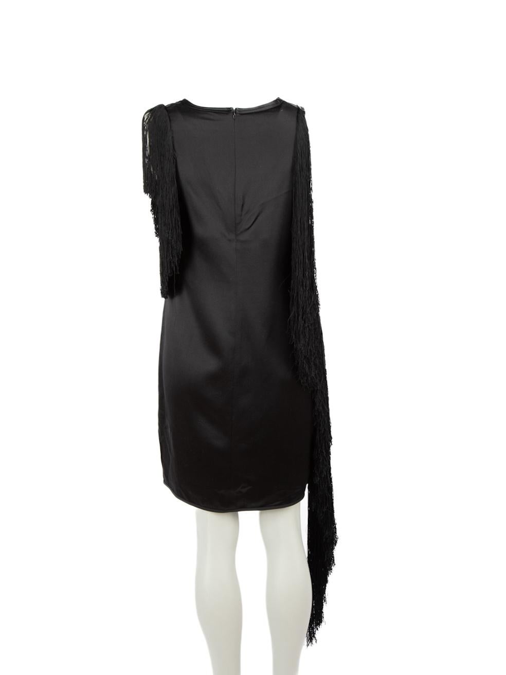 Helmut Lang Black Silk Fringe Mini Dress Size S In New Condition For Sale In London, GB