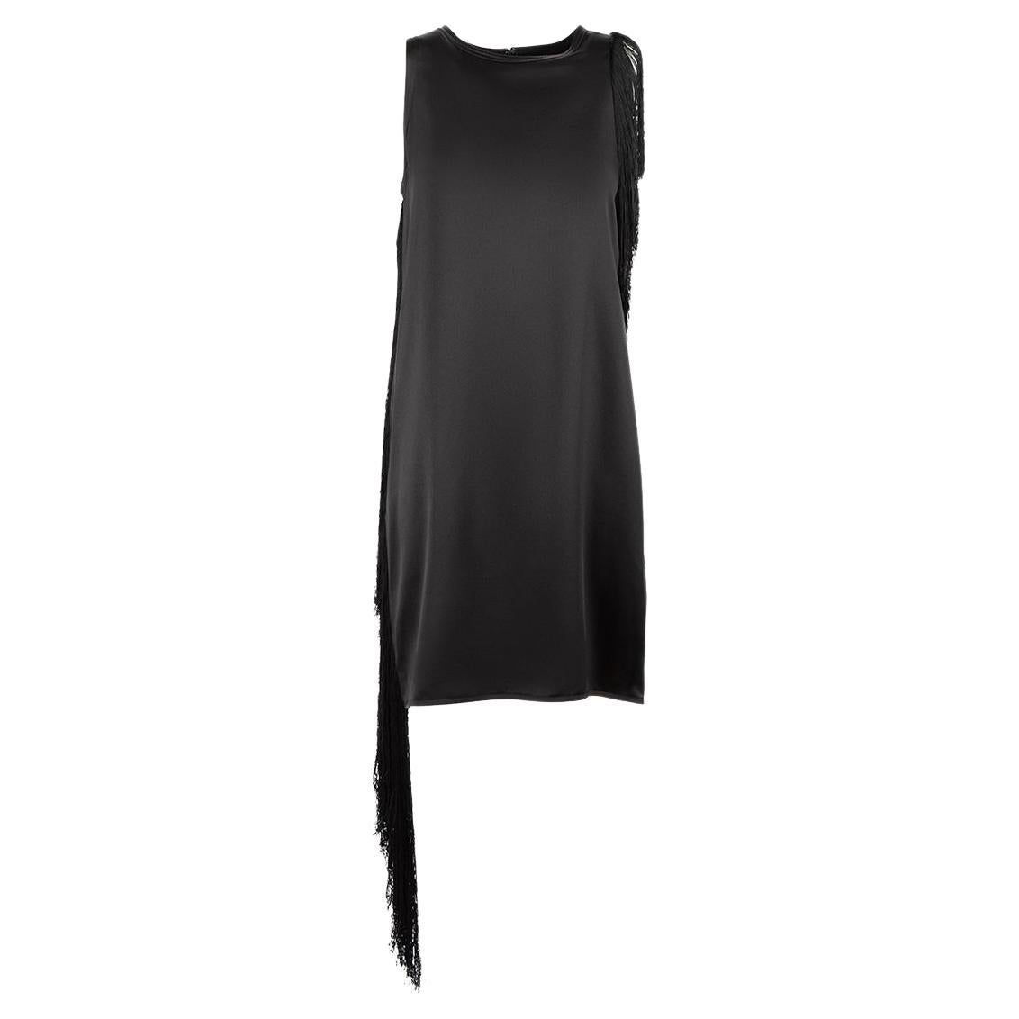 Helmut Lang Black Silk Fringe Mini Dress Size S For Sale