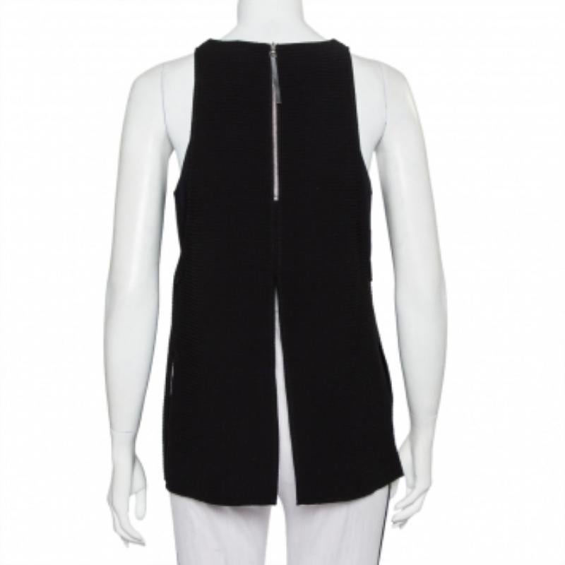 Women's Helmut Lang Black Textured Synthetic Raze Tank Top M For Sale