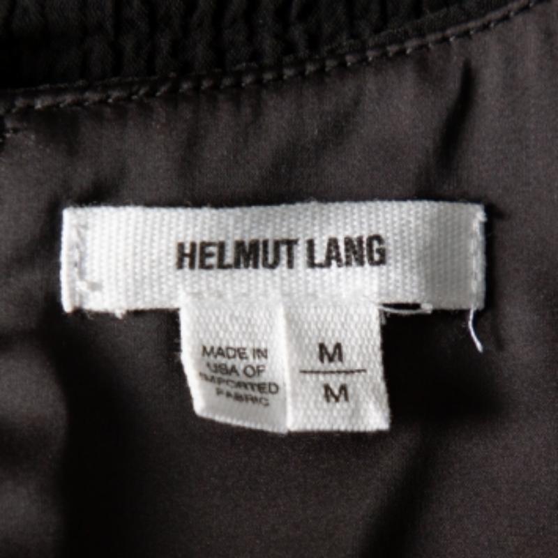 Helmut Lang Black Textured Synthetic Raze Tank Top M For Sale 2