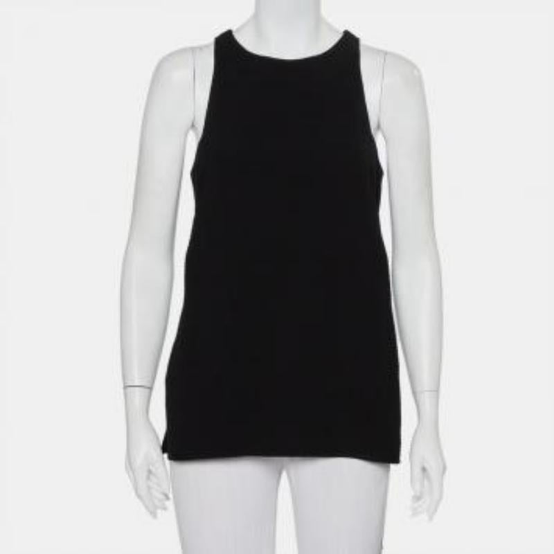 Helmut Lang Black Textured Synthetic Raze Tank Top M For Sale 3