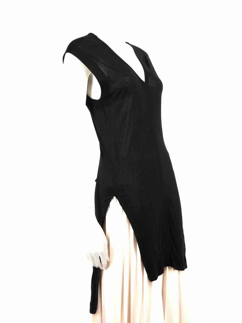 CONDITION is Never worn. No visible wear to top is evident on this new Helmut Lang designer resale item.
 
 Details
 Black
 Synthetic
 Top
 Short sleeves
 Sheer
 V-neck
 Split sides
 
 
 Made in Vietnam
 
 Composition
 100% Micro modal
 
 Care