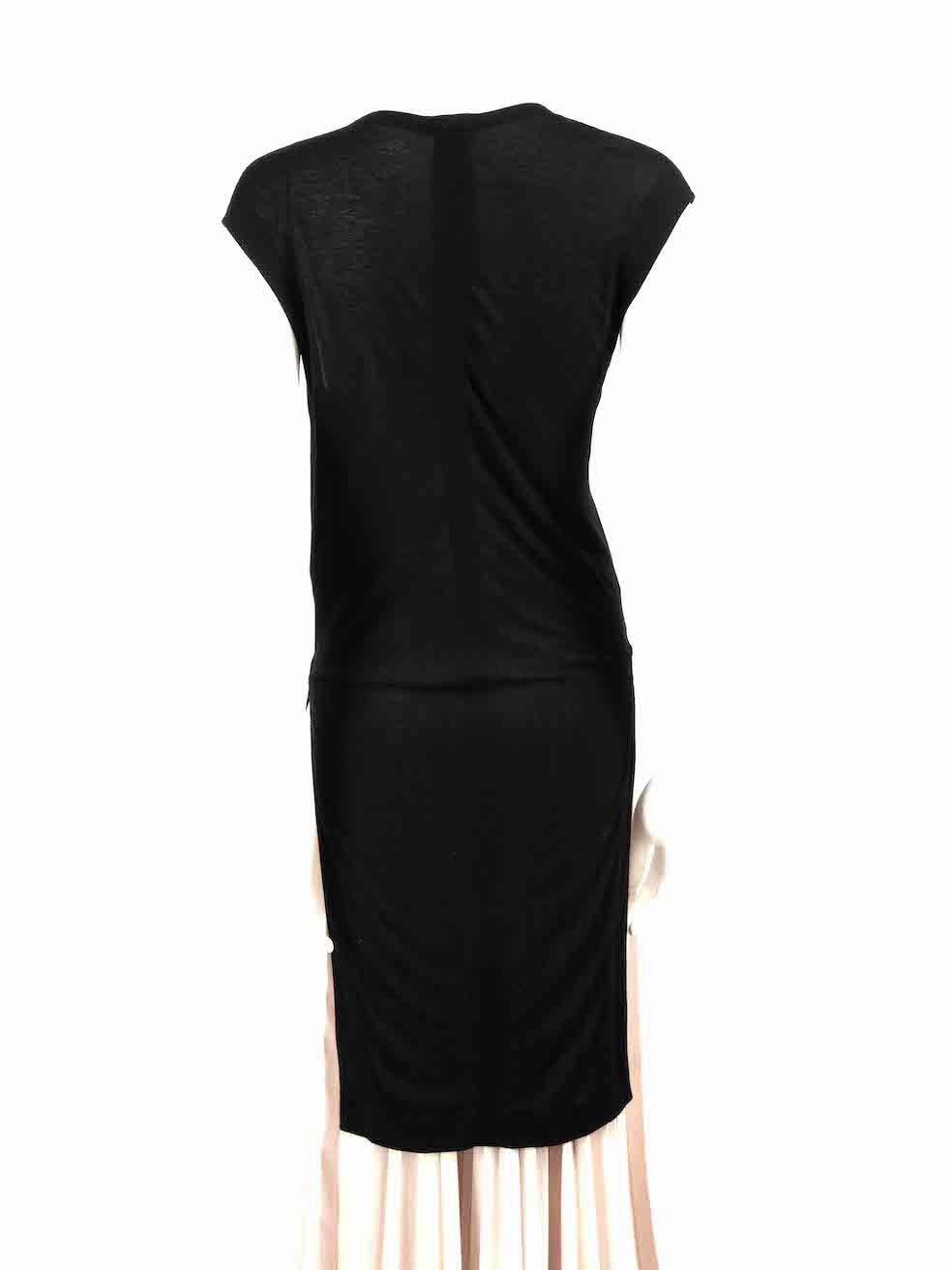 Helmut Lang Black V-Neck Sheer Long Top Size S In Good Condition For Sale In London, GB