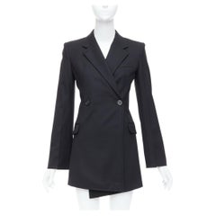 HELMUT LANG blazer largo acampanado en mezcla de lana virgen negra US0 XS