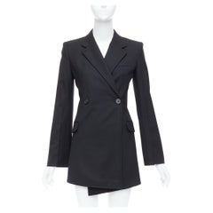HELMUT LANG schwarzer Schurwoll-Twill-Blazer mit Schlagseite US0 XS