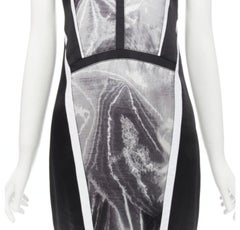 HELMUT LANG black white abstract print paneled dress US0 XS