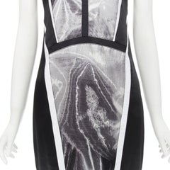 HELMUT LANG vestido blanco negro con estampado abstracto US0 XS