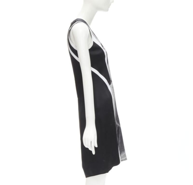HELMUT LANG black white abstract print paneled dress US0 XS In Excellent Condition For Sale In Hong Kong, NT