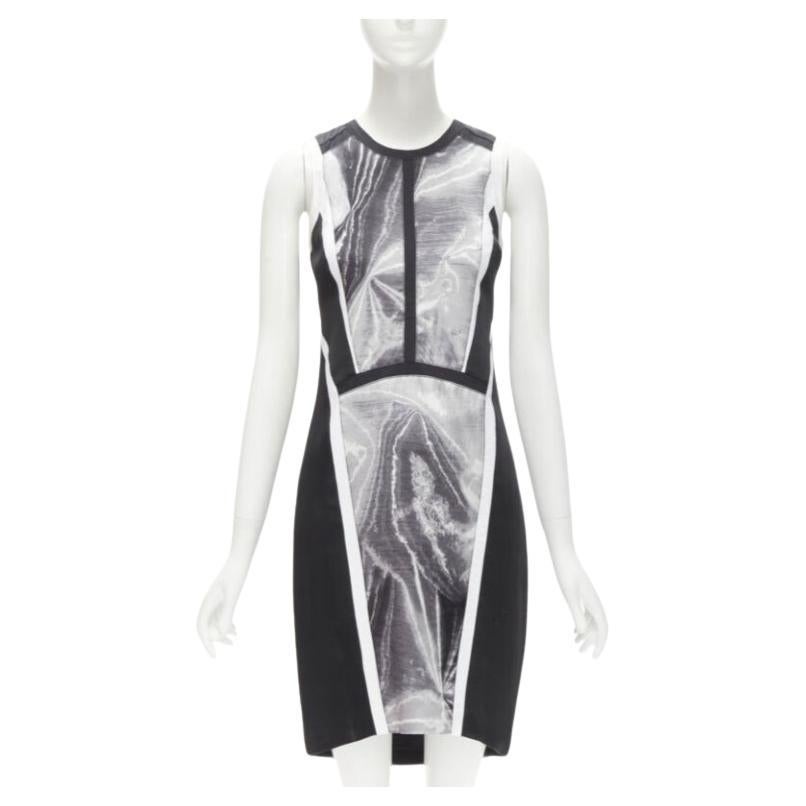 HELMUT LANG black white abstract print paneled dress US0 XS For Sale
