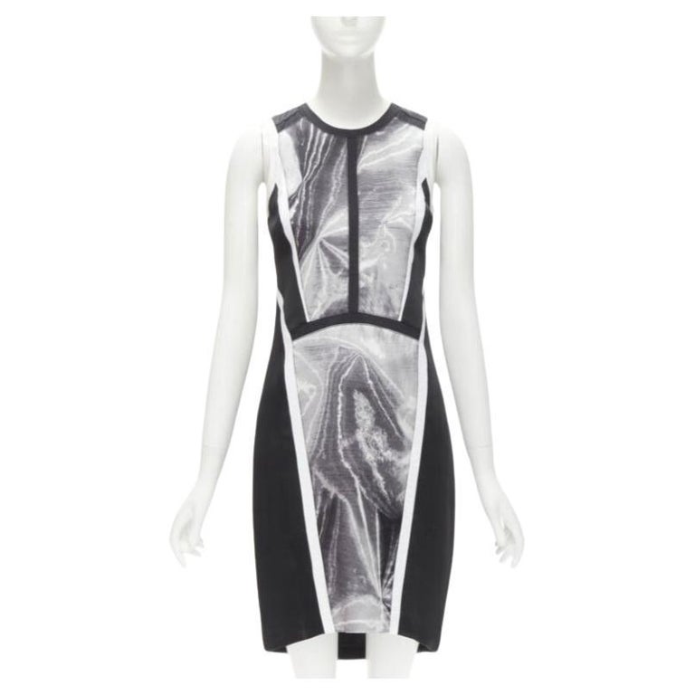 HELMUT LANG black white abstract print paneled dress US0 XS For Sale at  1stDibs