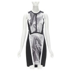 HELMUT LANG vestido blanco negro con estampado abstracto US0 XS