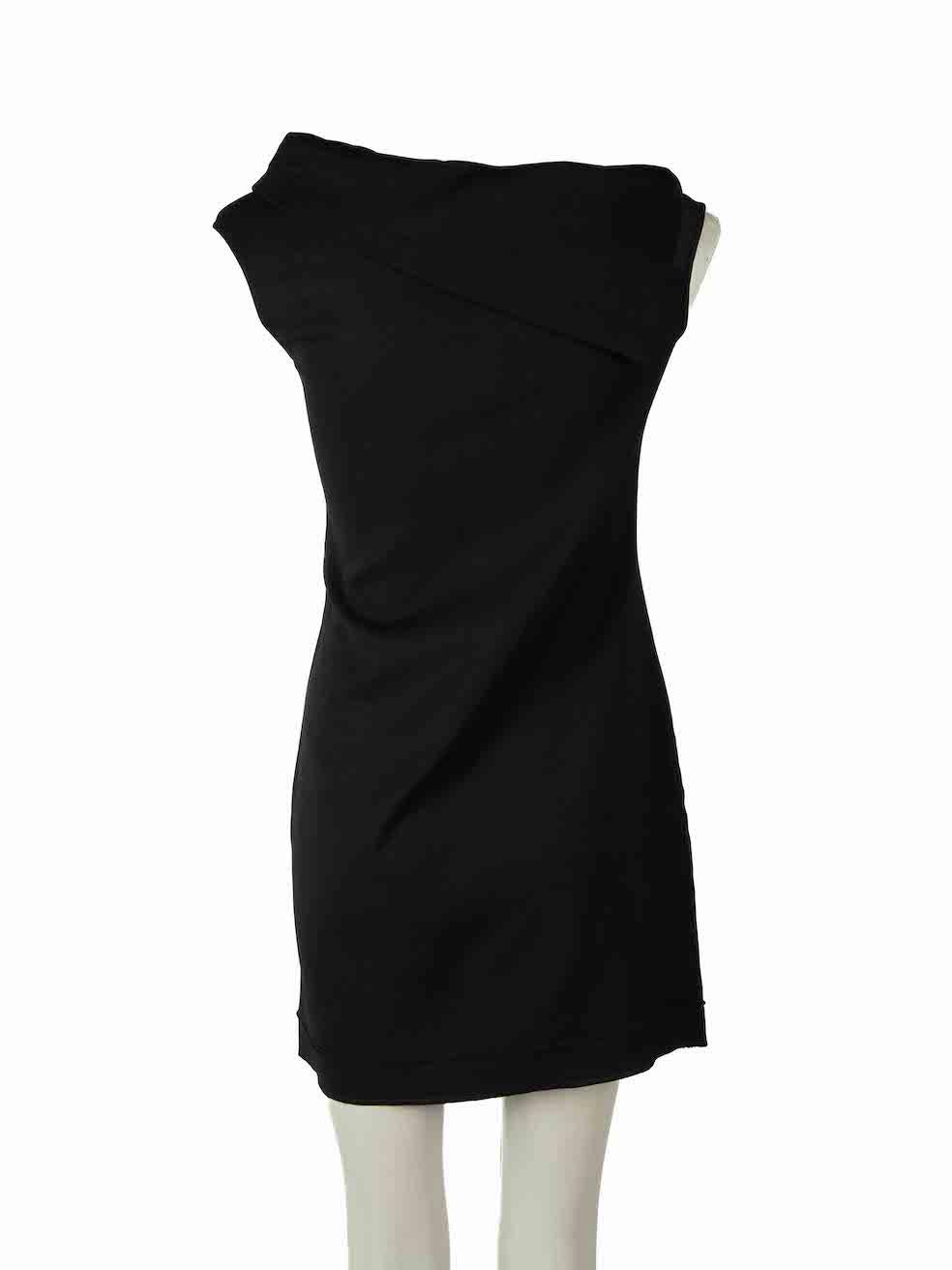 Helmut Lang Black Wide Asymmetric Neck Mini Dress Size XS In Excellent Condition In London, GB