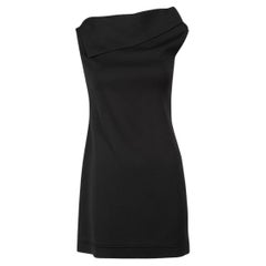 Used Helmut Lang Black Wide Asymmetric Neck Mini Dress Size XS