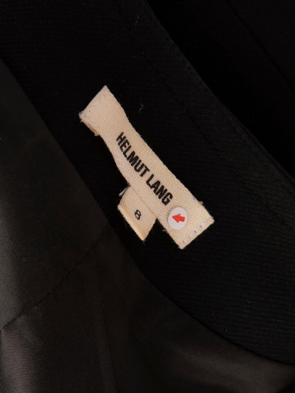 Helmut Lang Black Wool Faux Leather Trim Blazer Size L For Sale 2