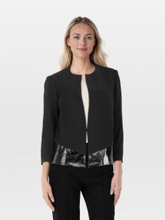 Helmut Lang Black Wool Faux Leather Trim Blazer Size L
