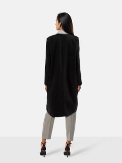 Helmut Lang Schwarzer Wollmantel lang einbrüstig Größe L