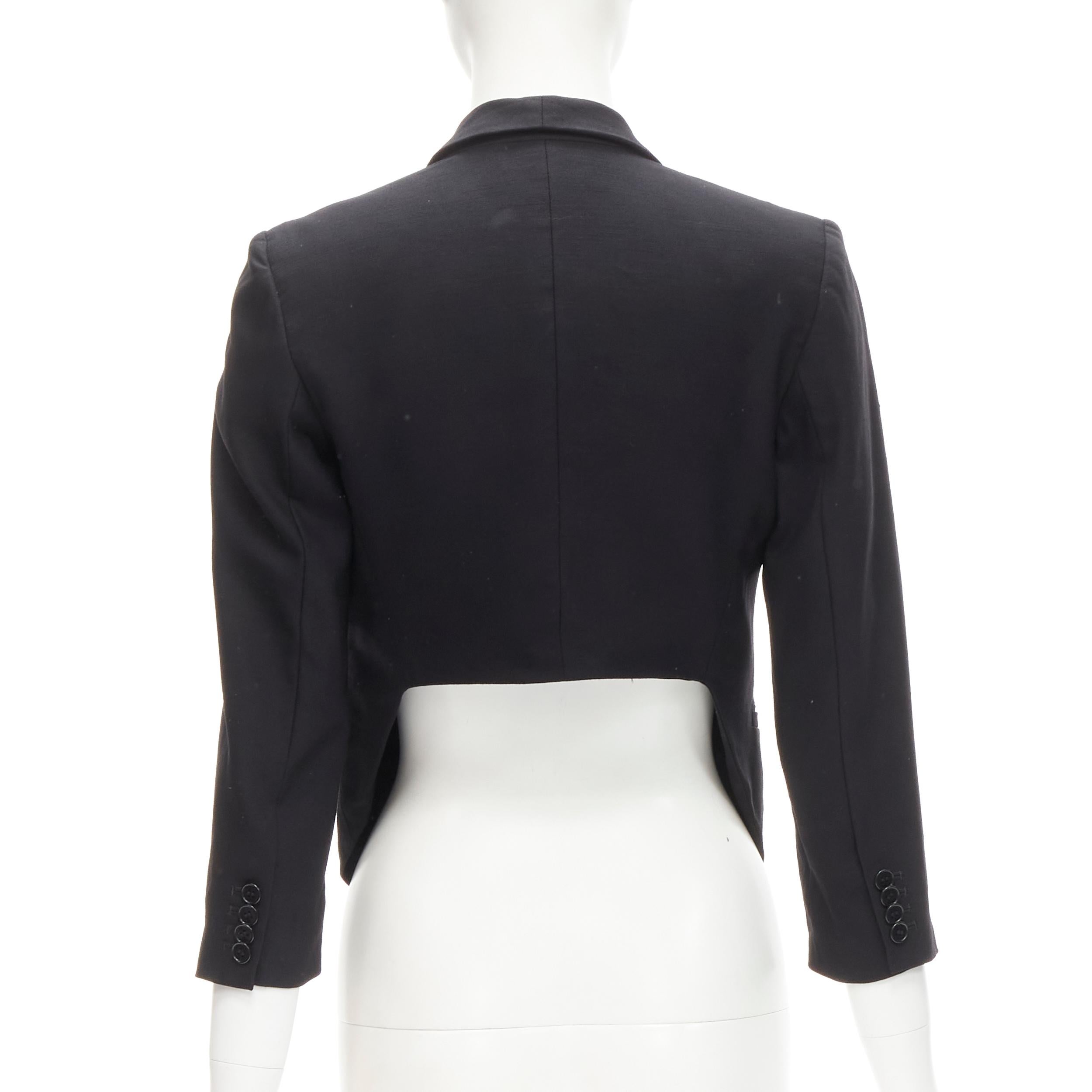 HELMUT LANG black wool slim label wrap cut out back blazer US2 S In Excellent Condition In Hong Kong, NT