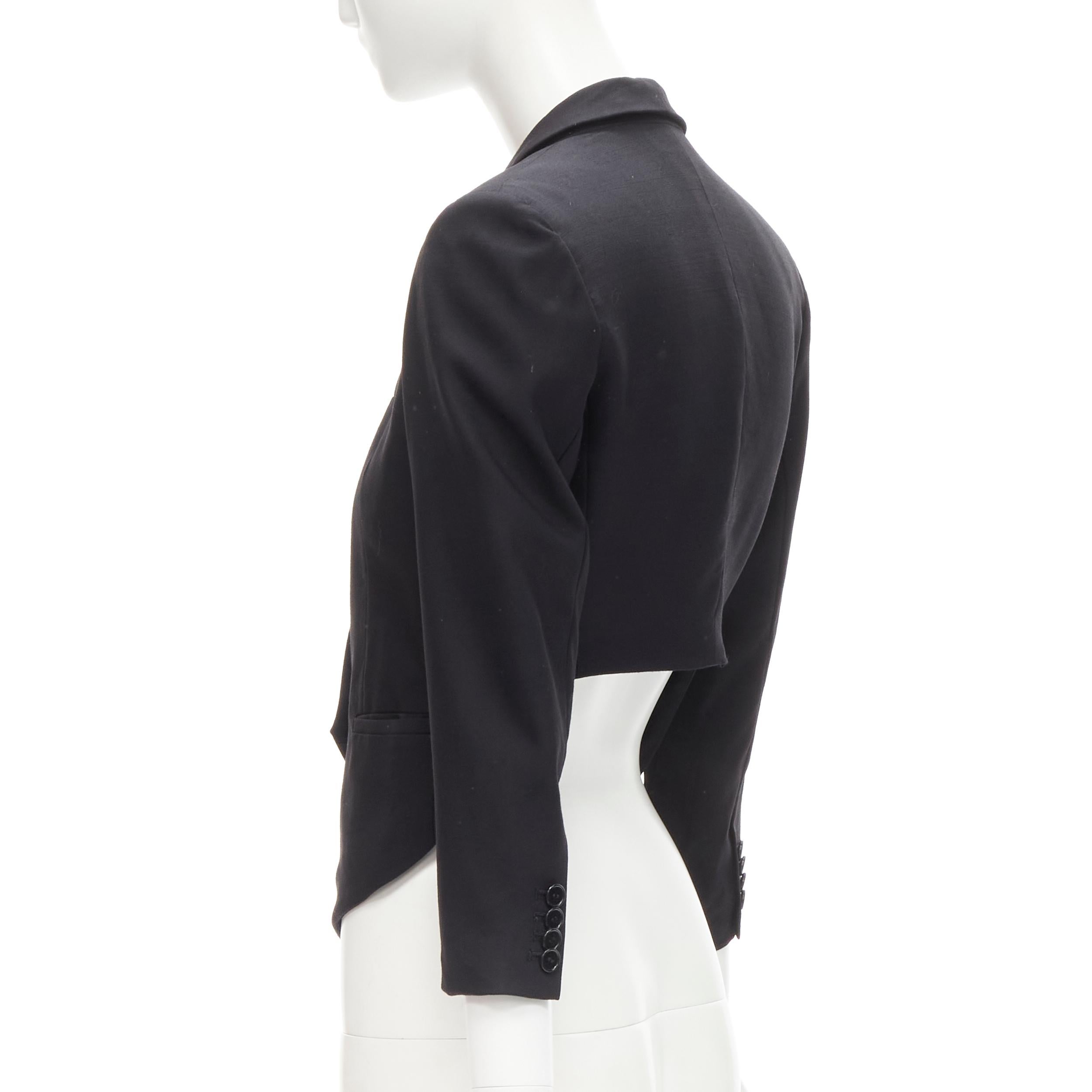 Women's HELMUT LANG black wool slim label wrap cut out back blazer US2 S