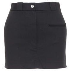 HELMUT LANG black woven cotton tailored front welt pocket utility mini skirt US0