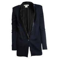Helmut Lang, Blauer Blazer mit Ponyskin-Revers