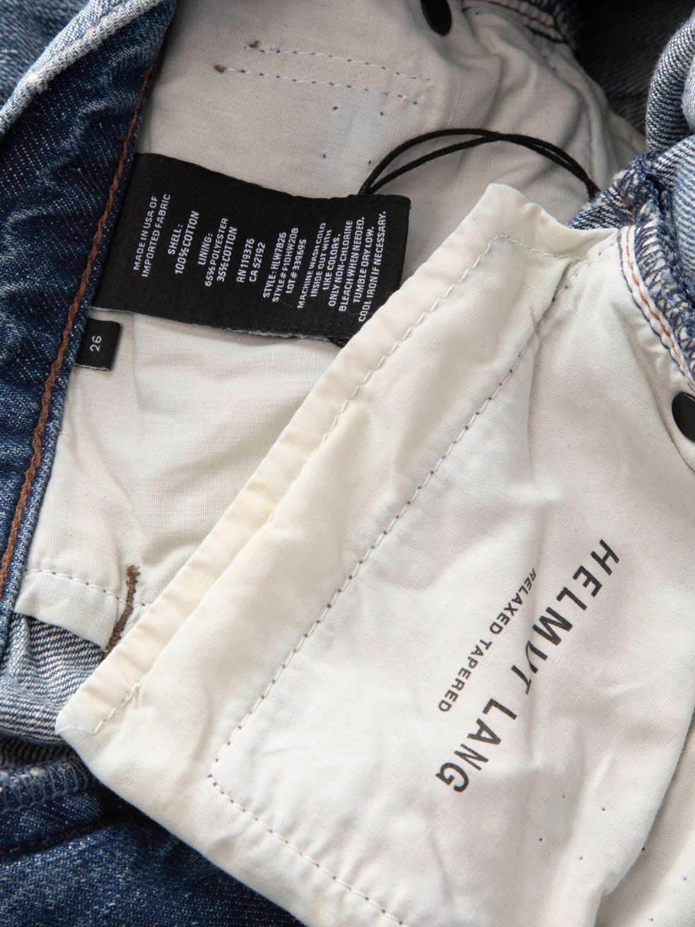 Helmut Lang Blau Paint Splatter Tapered Jeans Größe S im Zustand „Hervorragend“ im Angebot in London, GB