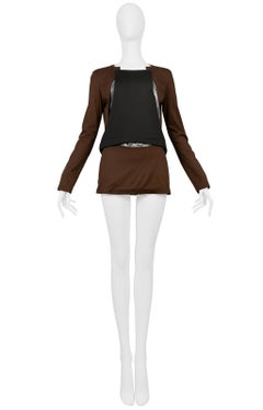Helmut Lang Brown Black & Silver Inset Tunic