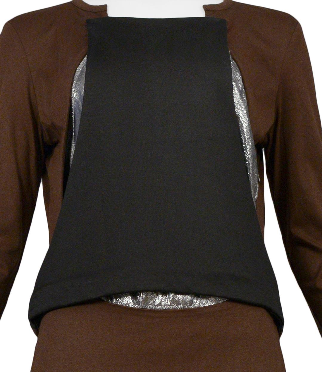 Women's Helmut Lang Brown Black & Silver Inset Tunic For Sale